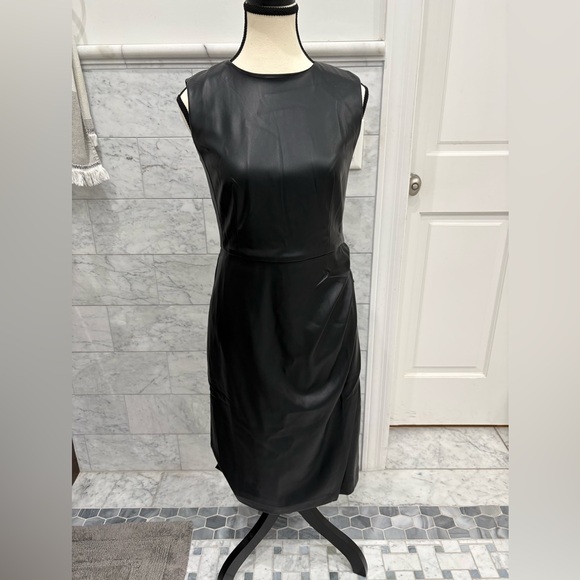 NWT Ann Taylor Petite Faux Leather Sheath Dress - Picture 2 of 4